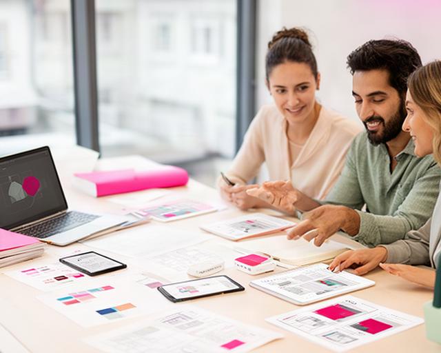 Redaktionsteam plant ein digitales Magazin an einem hellen Arbeitstisch in Solothurn